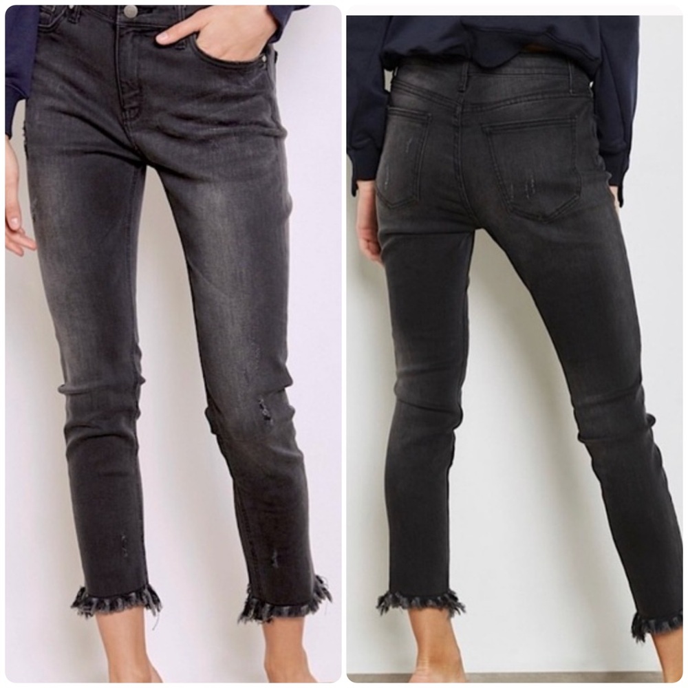 EVIDNT Los Angeles Hermosa Black Jeans Mid Rise Raw Hem
